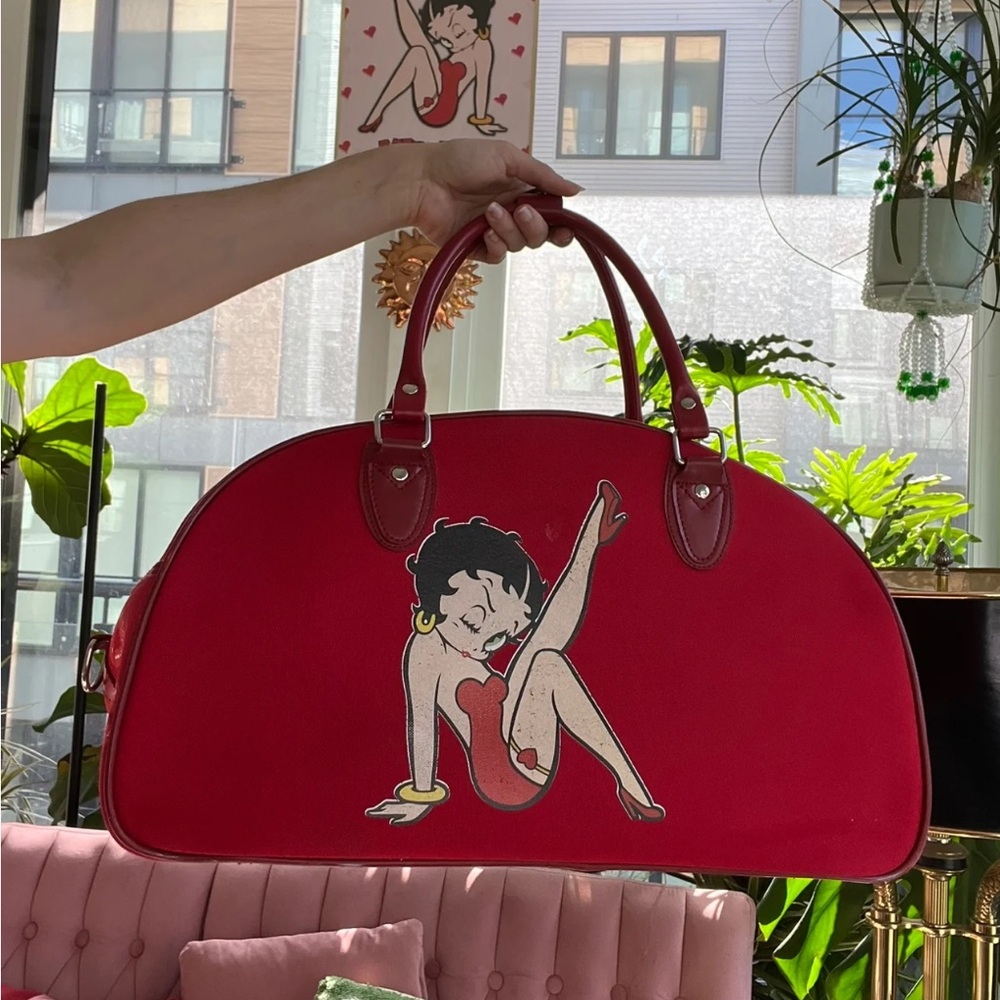 Betty Boop Red Y2K Satchel Duffel Overnight Canvas Bag for Travel Vacation❤️💋 - Picture 7 of 7